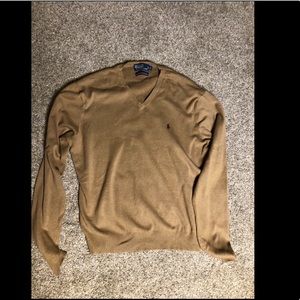 Men’s Tan Polo by Ralph Lauran VNeck sweater Sz L
